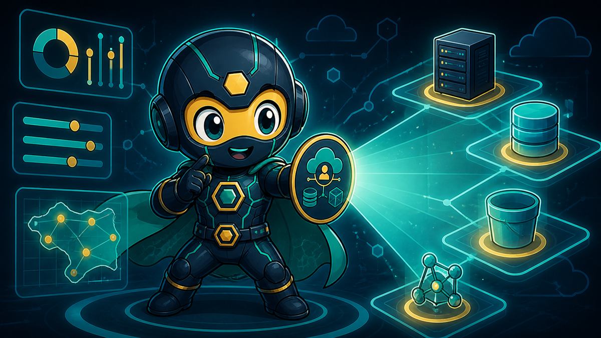 The Sentinel gives a thumbs-up as a friendly scan beam sweeps across resource icons beside dials and a region map.